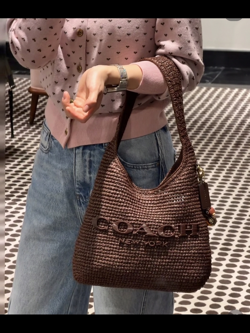 Coach Brooklyn 28 Brown Woven Hobo Bag - Coach